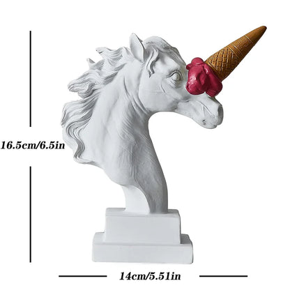 Decorbites™ Eiscreme-Pferdekopf-Harzskulptur-Figur für Heim- und Bürodekoration & Geschenke