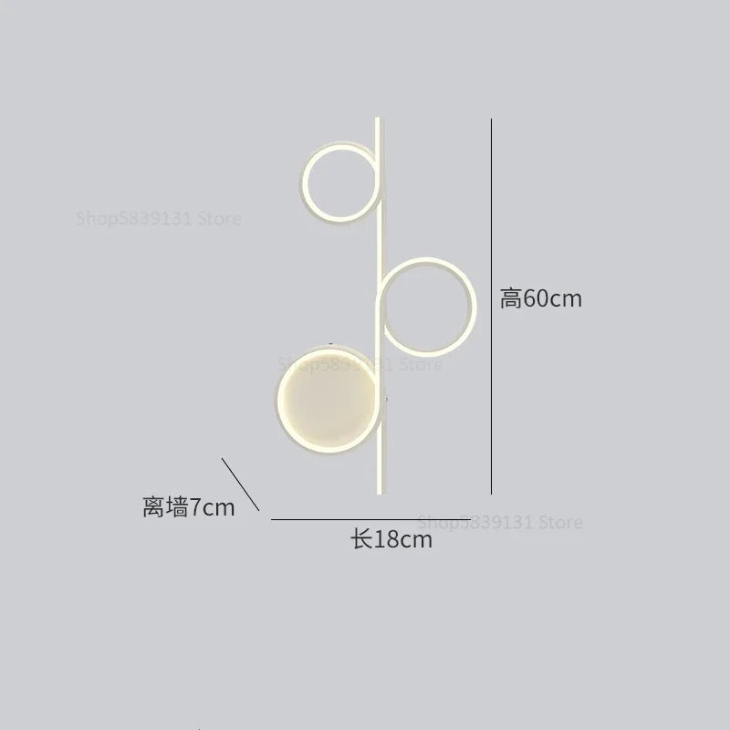 Decorbites™ Kreis Gerade Stange Wandlampe | Moderne Nordische LED Schlafzimmer Wohnzimmer Dekoration