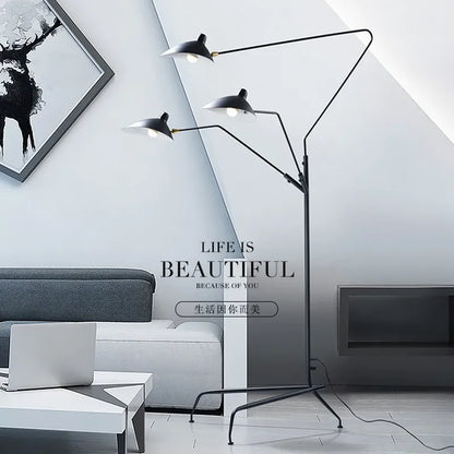 DecorBites™ Adjustable Arm Floor Lamp: Japanese Ceiling Light for Industrial Loft Decor