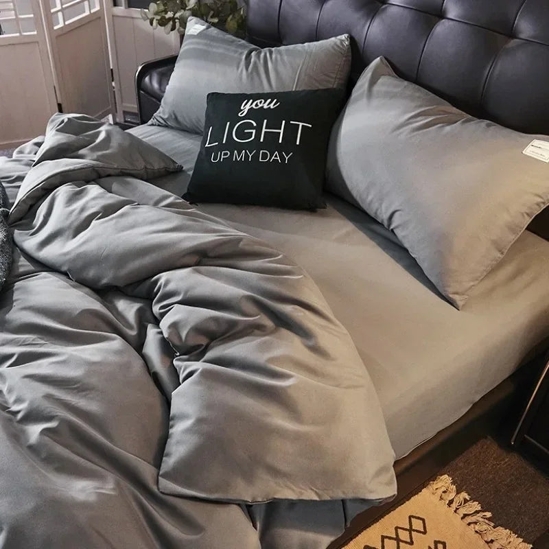Cotton Grid Print Bed Set