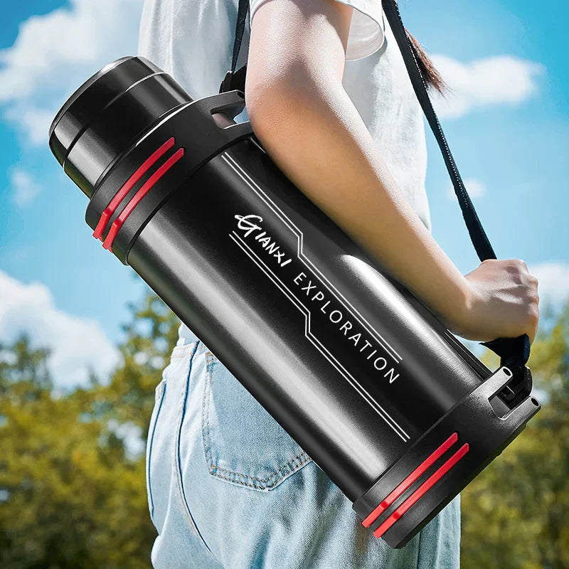 Decorbites™ Isolierte Edelstahl-Wasserflasche mit großer Kapazität, Flasche für Outdoor und Reisen, Becher