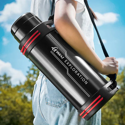 Decorbites™ Isolierte Edelstahl-Wasserflasche mit großer Kapazität, Flasche für Outdoor und Reisen, Becher