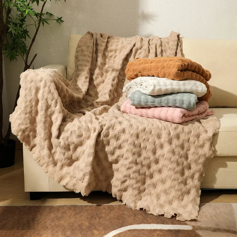 Decorbites™ Gestrickte Waffelmuster-Decke - Ganzjährige Sofabezug, Bettüberwurf und Handtuch für das Bettende