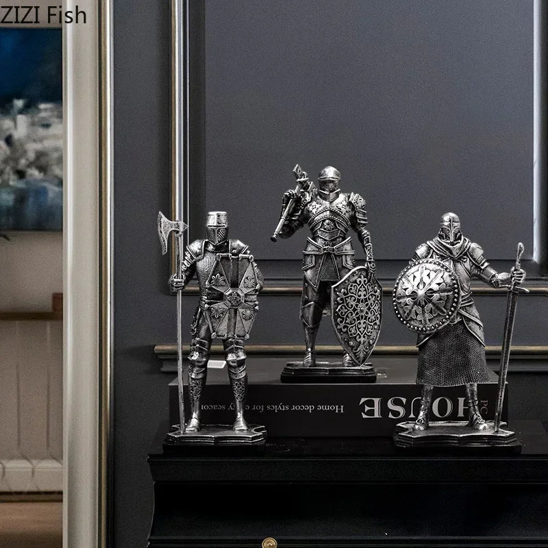 Decorbites™ Schwere gepanzerte Ritter-Harzstatue als Dekoration für Schreibtisch und Raumästhetik