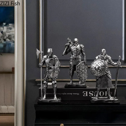 Decorbites™ Schwere gepanzerte Ritter-Harzstatue als Dekoration für Schreibtisch und Raumästhetik