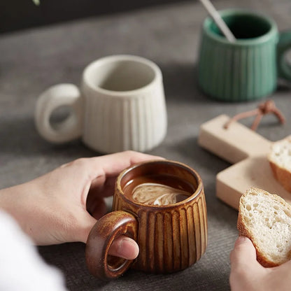 Decorbites™ Handgefertigte nordische Keramik-Tasse mit Ringgriff – Retro-Stil