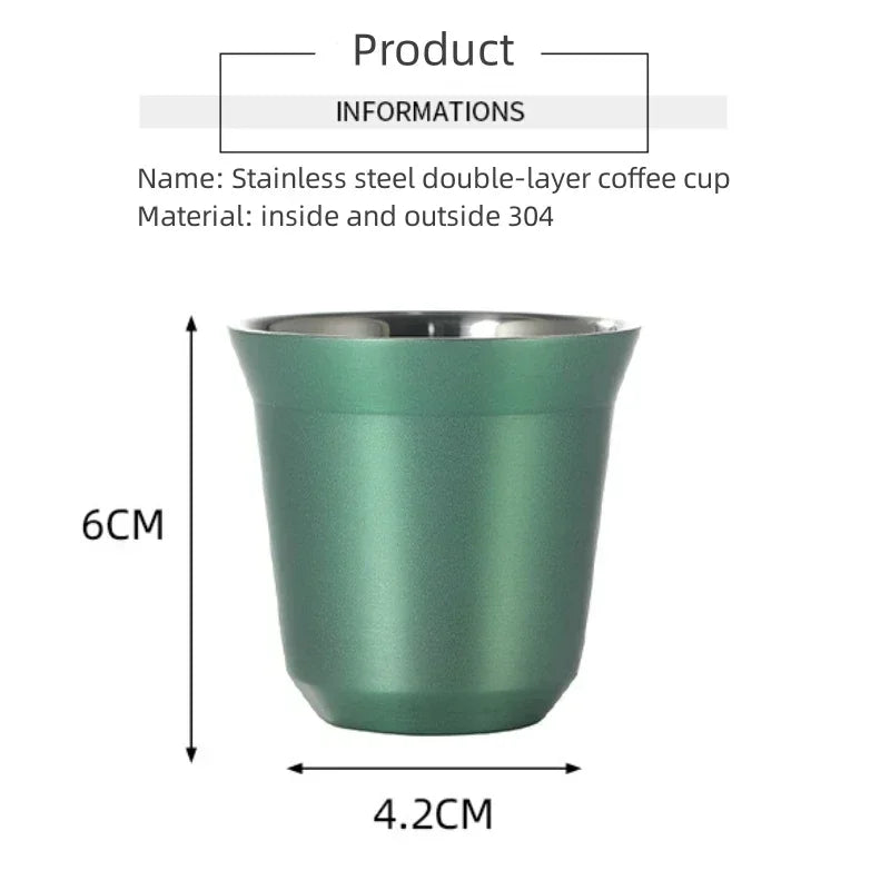 Decorbites™ Doppeltwandige Espresso-Tassen 80 ml - Set aus 2 hitzeisolierten Edelstahlbechern