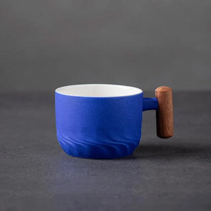 Decorbites™ Gradient-Glasur-Keramik-Kaffeetasse mit Holzeingriff für Zuhause und Büro