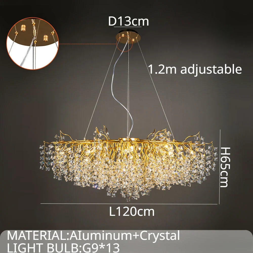 Decorbites™ Gold Kristall-Kronleuchter LED Rundleuchte Inselzweiglampen-Kronleuchter