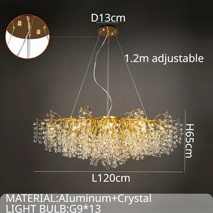Decorbites™ Gold Kristall-Kronleuchter LED Rundleuchte Inselzweiglampen-Kronleuchter