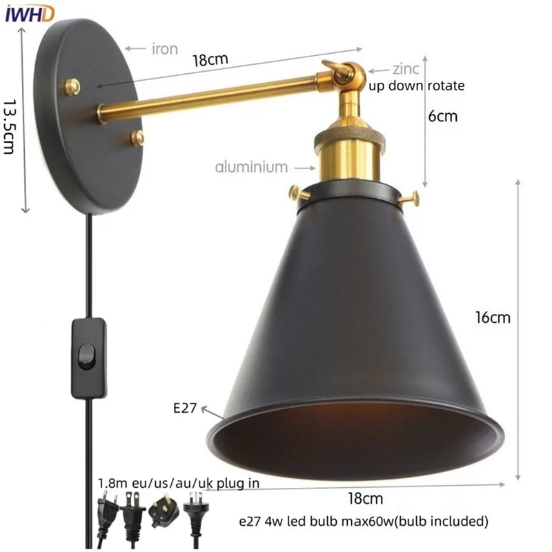 Gold LED Wall Lamp For Coffee Bars And Bedrooms