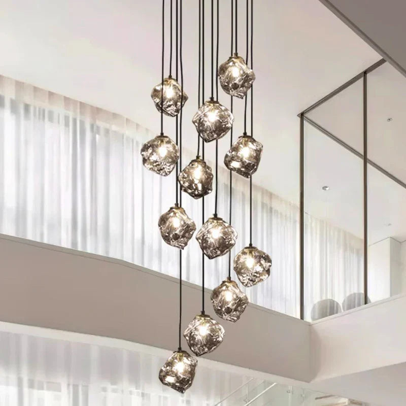 Black Modern LED Chandelier 19-Head Smoky Grey
