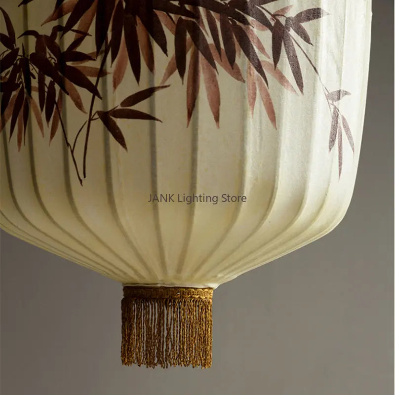 Decorbites™ Bambusblatt-Muster-Laterne Hängelampe – Handgemalte japanische Stil-Raumdekoration
