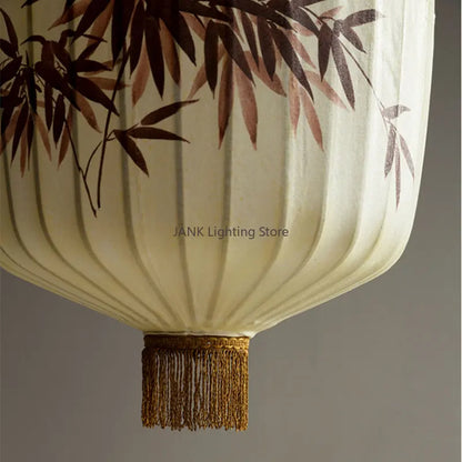 Decorbites™ Bambusblatt-Muster-Laterne Hängelampe – Handgemalte japanische Stil-Raumdekoration
