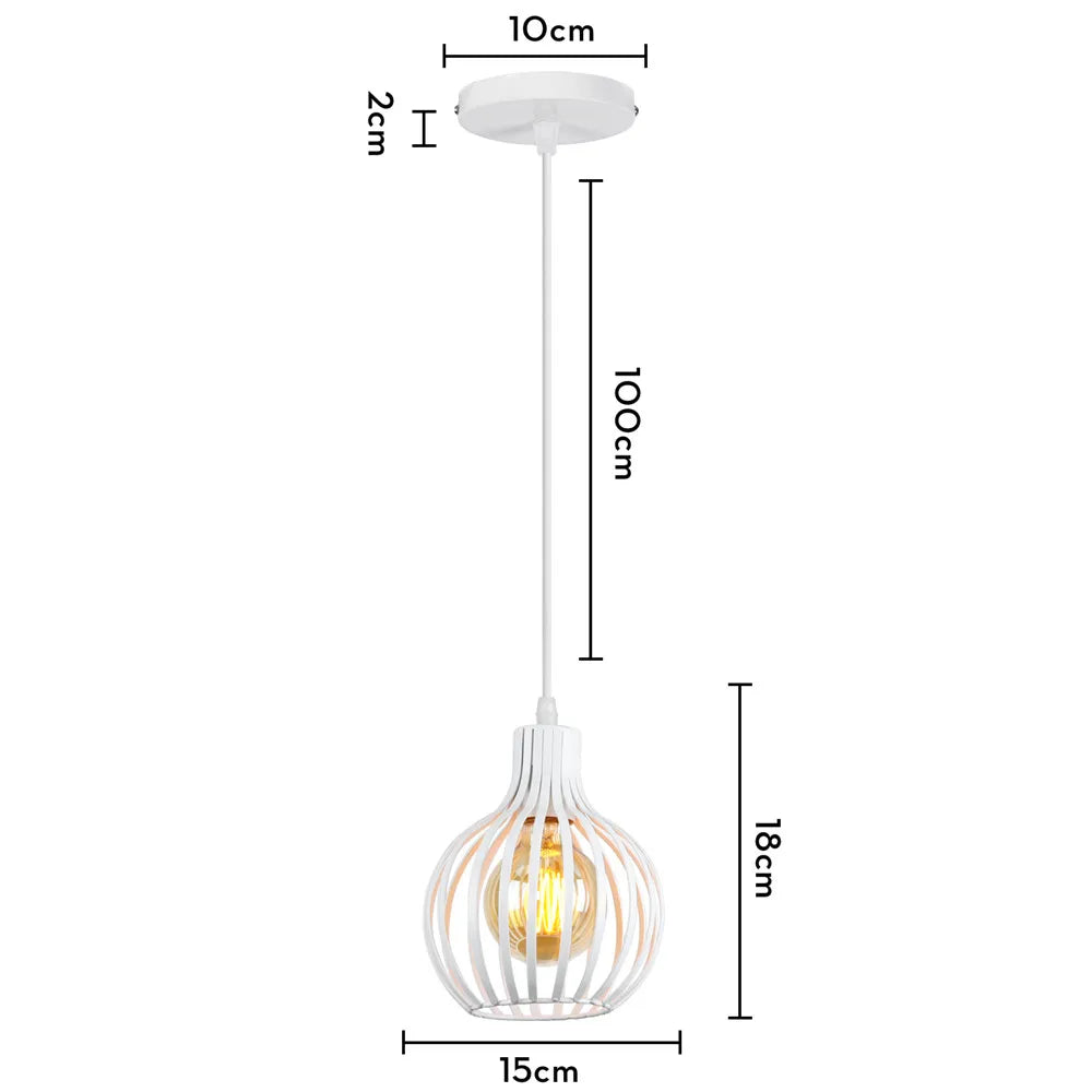 Decorbites™ Industrielles Vintage Weißes Schmiedeeisernes Käfig-Pendant-Licht für Wohnzimmer Schlafzimmer Esszimmer Loft