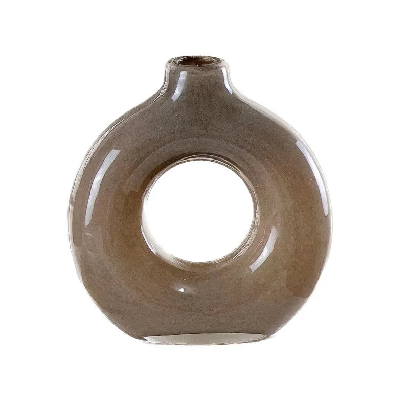 DecorBites™ Geometric Circles Glass Vase for Home Decor and Flower Arrangement