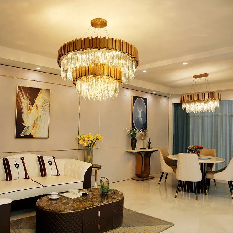 Decorbites™ Kristall-Gold-Hängeleuchte LED Deckenleuchte für Wohnzimmer Schlafzimmer Kücheninsel