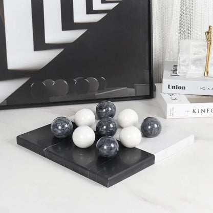 DecorBites™ Geometric Chess Marble Ornament Set for Stylish Home Decor