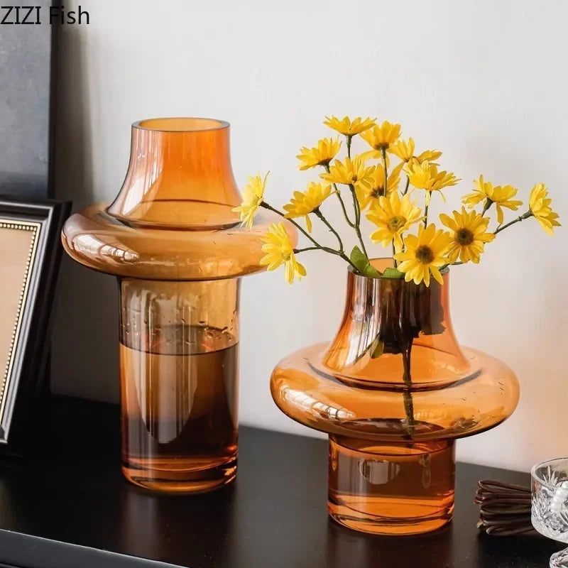 Decorbites™ Bernsteinglas-Vase Hydroponik-Blumentöpfe Raumdekoration Blumenarrangement Florale Vasen