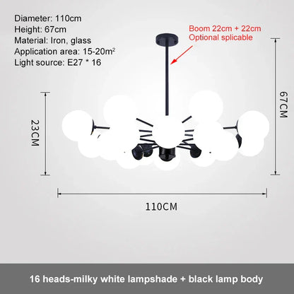 DecorBites™ Glass Ball LED Chandelier for Bedroom Dining Room - Elegant Ceiling Pendant Lamp