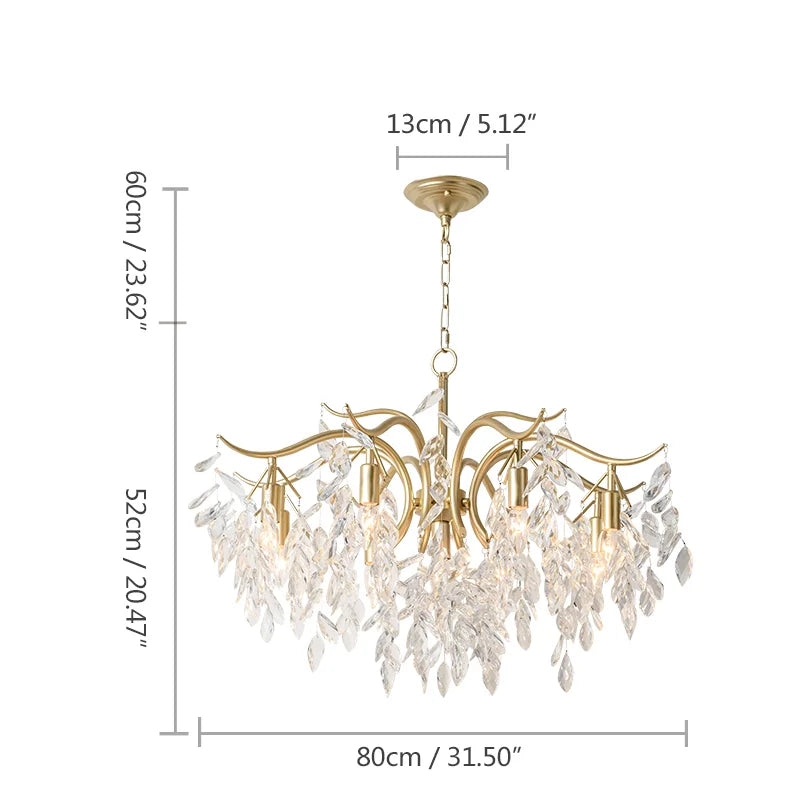 Gold Crystal Ceiling Chandelier 13-Head Premium