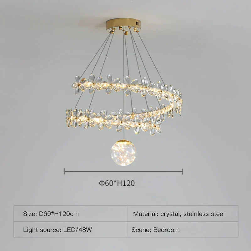 Decorbites™ Gold Kristall Spirale Kronleuchter LED Hängeleuchten für die Heimdekoration