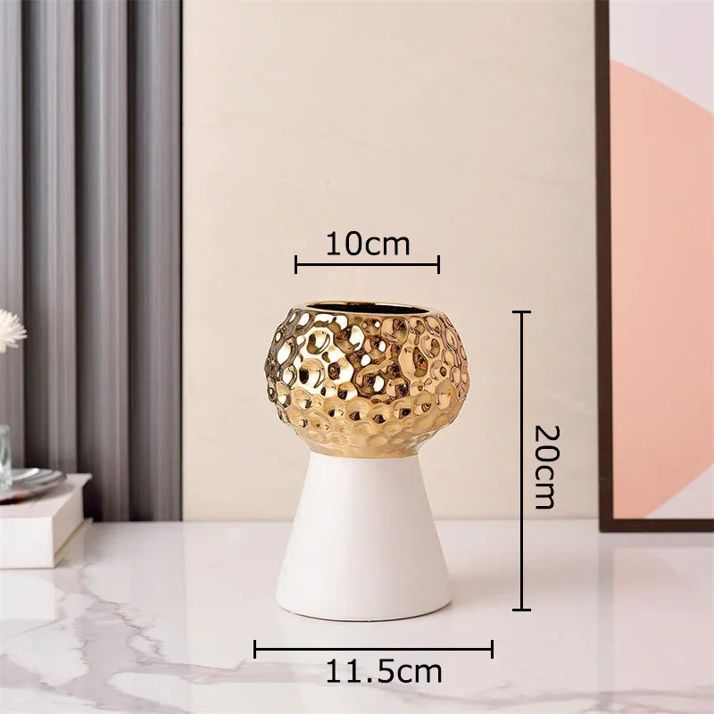Gold Hammer Ceramic Vase
