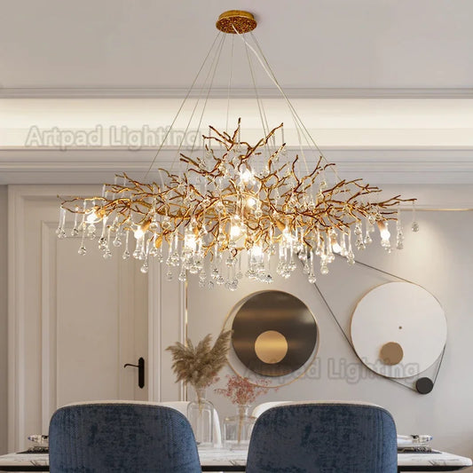 Decorbites™ Kristall-LED-Kronleuchter: Luxuriöse Gold-Beleuchtung für Wohnzimmer und Küche