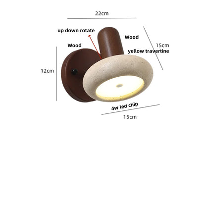 Decorbites™ LED Wandlampe Eisen Drehbar Küche Schlafzimmer Flur Gelber Travertin Holz Spiegel Licht
