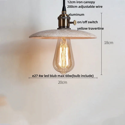 Decorbites™ LED Holz-Baldachin-Hängeleuchte Gelber Travertin-Stein Hängelampe
