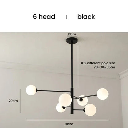 Decorbites™ Elegante Schwarz-Gold-Glas-Kugel-LED-Deckenleuchter für Zuhause | Moderne Pendelleuchte für Wohn-, Ess- und Schlafzimmer