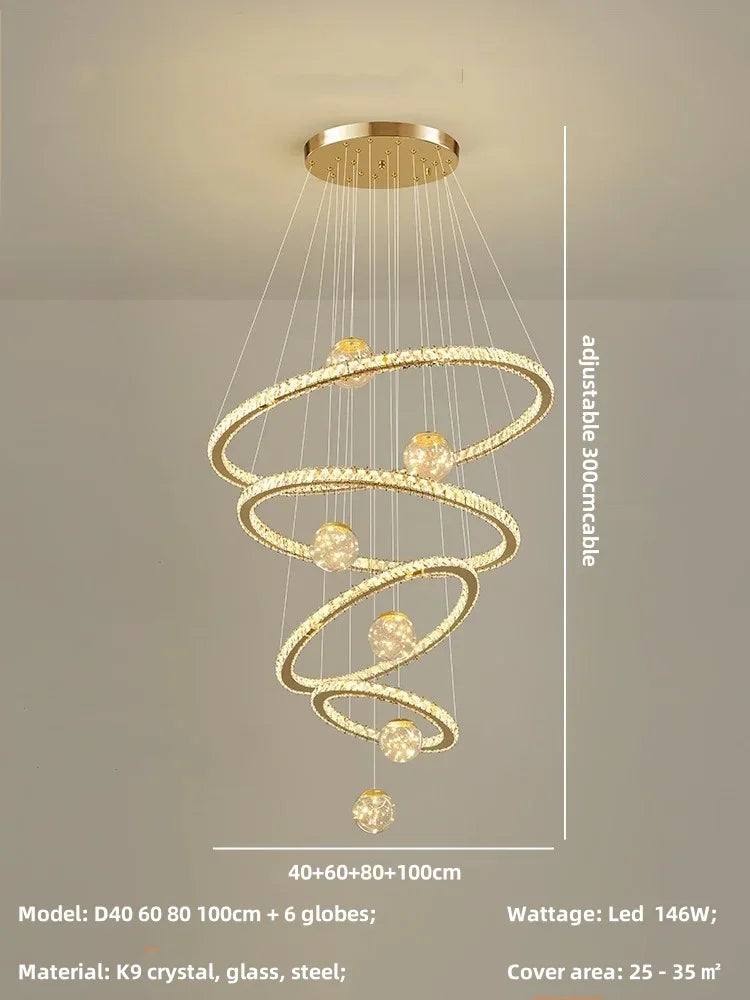 Decorbites™ Kristall-LED-Kronleuchter: Moderne Pendelleuchten für das Wohnzimmer, Glasglobus-Hängeleuchte