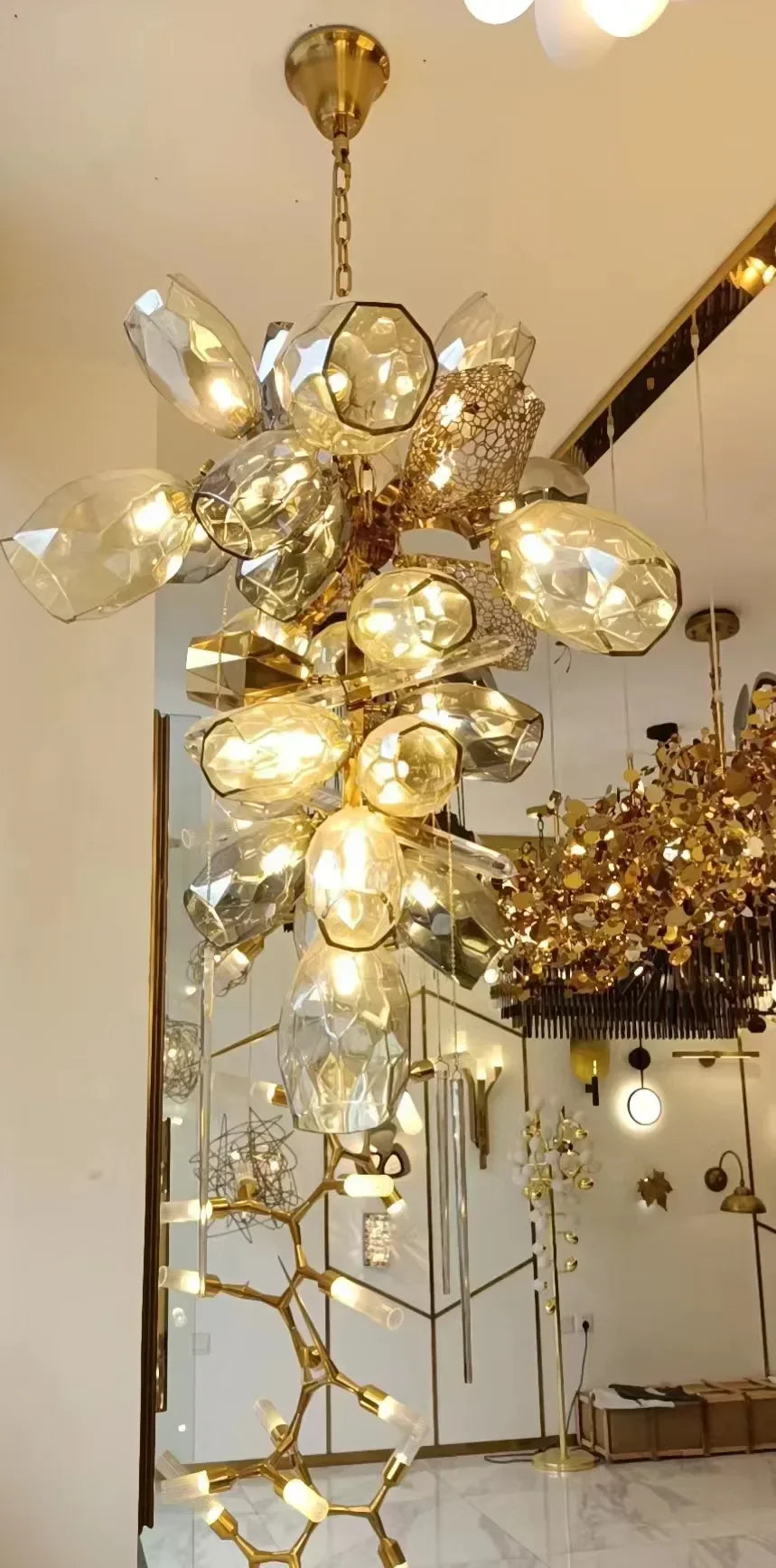 Decorbites™ Glas-Schirme LED-Kronleuchter Treppen Kunst Metall-Beleuchtung Luxus-Kette Hängelampe