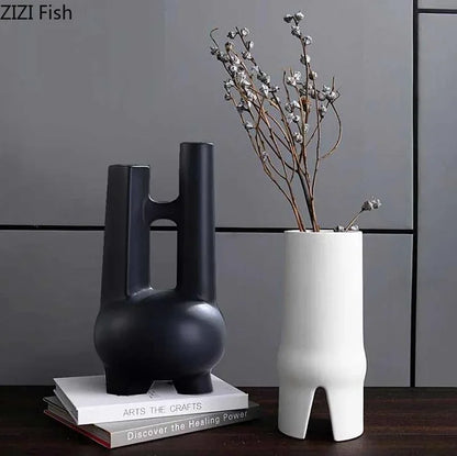 Decorbites™ Elegante gestreifte Keramikvase für TV-Schrank Handwerk Hydroponik Heimdekoration Geschenk