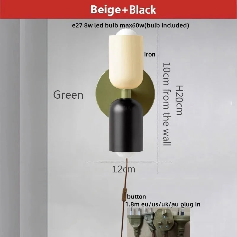 Decorbites™ LED-Wandleuchte Bunte Eisen-Doppelkopf Moderne Nachttischlampe