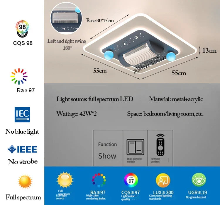 Decorbites™ LED-blattloser Deckenventilator mit Fernbedienung für modernes Wohnzimmer