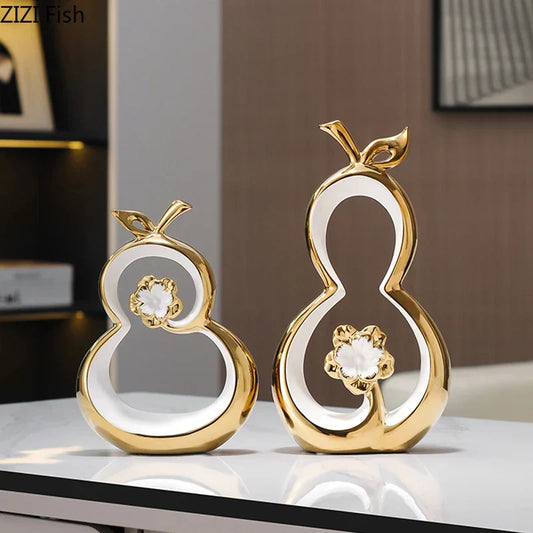Decorbites™ Goldene Kürbis Keramik-Skulptur Schreibtisch-Dekoration Moderne Raumästhetik-Dekor
