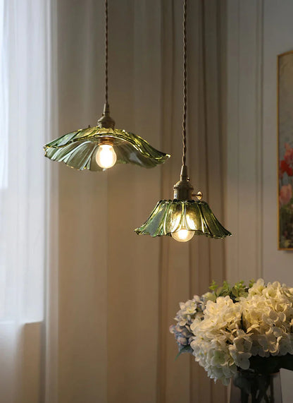 Decorbites™ Japanische Sonnenblumen-Glasanhängerleuchten Moderne Messing-Hanglampenarmatur