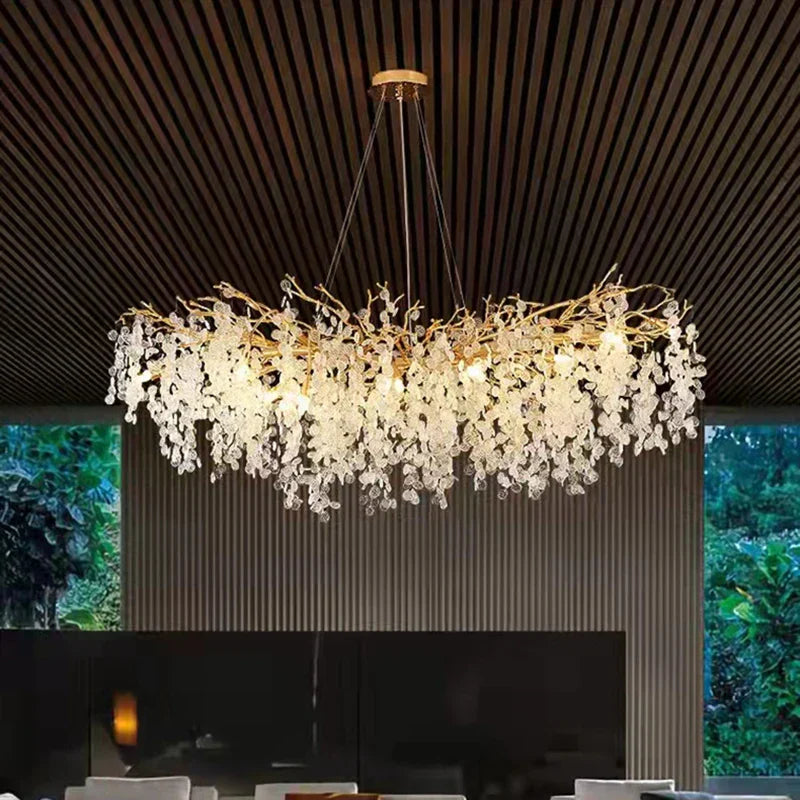 Decorbites™ Gold-Aluminium-Kristall-Kronleuchter für elegante Beleuchtung im Esszimmer