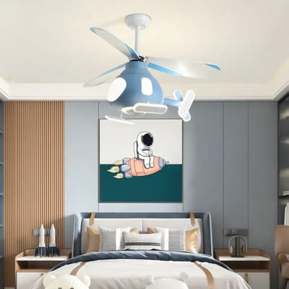 Decorbites™ Kinder-Hubschrauber-Deckenventilator mit LED-Licht-Leuchter – Modernes Flugzeugdesign