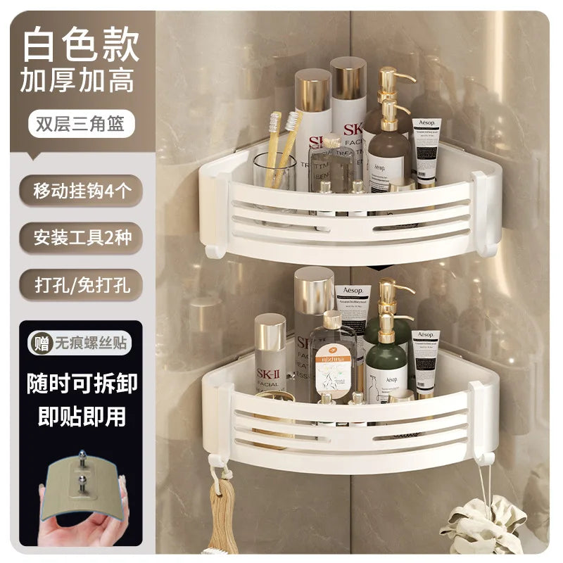 DecorBites™ Corner Shelf Organizer: Wall Mounted Storage Rack for Bathroom and Kitchen