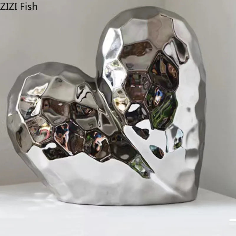 Gold Heart Ceramic Sculpture