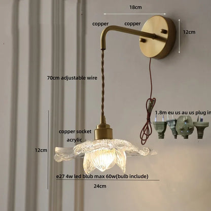 DecorBites™ Clear Flower Acrylic LED Wall Lamp: Copper Modern Nordic Stair Light