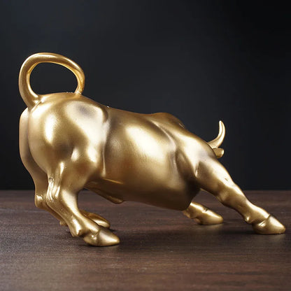 Decorbites™ Gold Wall Street Bull Statue: Bürodekor, Wohnzimmerornament, Schreibtischdekoration