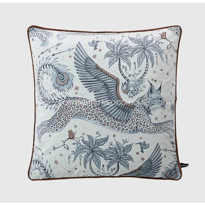 Decorbites™ Korallen-Luchs Samt Kissenbezug: Luxuriöses Mystisches Tierenthema für das Sofa