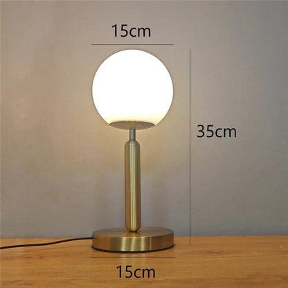 DecorBites™ Glass Ball Table Lamp for Bedroom, LED Desk Light with E27 Bulb