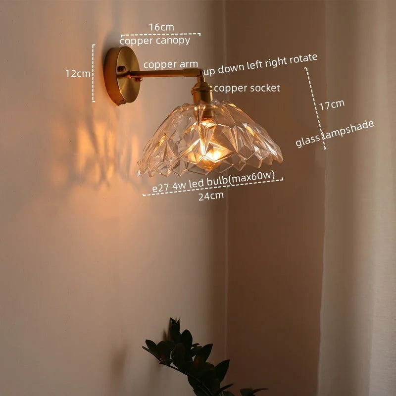Decorbites™ Japanischer Stil LED-Glas-Kupfer-Wandleuchte für Restaurant, Bar, Schlafzimmer, Badezimmer