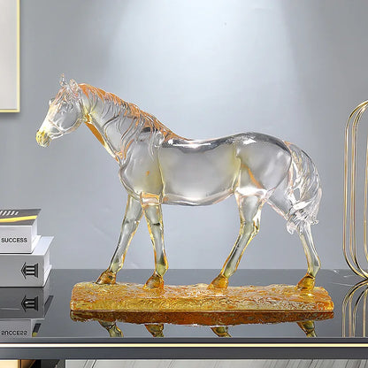 Decorbites™ Pferdeharz-Ornament: Simuliertes Tier-Skulptur, Transparent Farbiges Dekor, Heimfigur