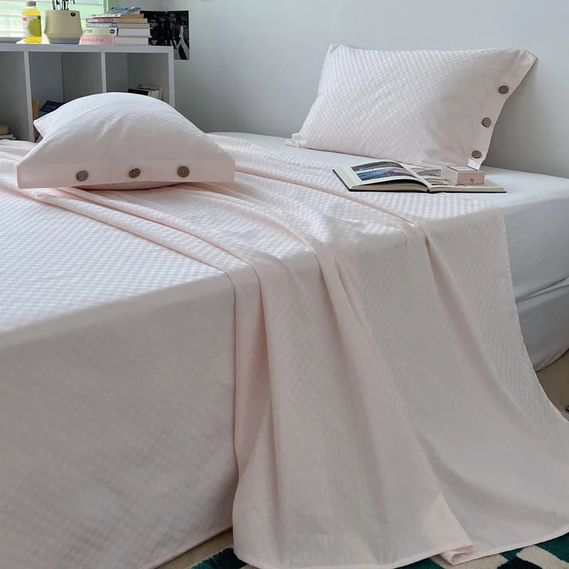 DecorBites™ Luxe Cotton Satin Stripe Bed Sheet Set with 2 Pillowcase