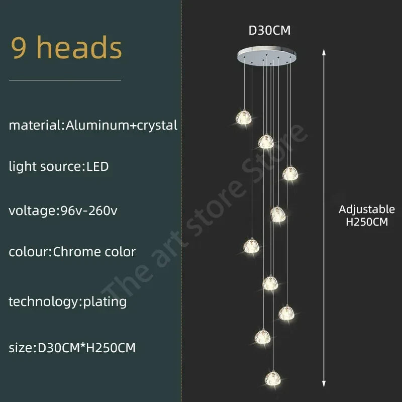 DecorBites™ Crystal LED Ceiling Chandelier: Modern Spiral Kitchen Staircase Home Decoration Light